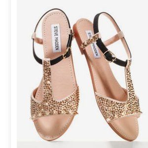 Steve Madden Studded Torment Sandals Women's Size 9 Strappy Leather Tan Black
